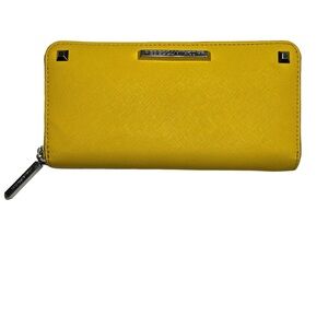 REBECCA MINKOFF Yellow Leather Zip Wallet